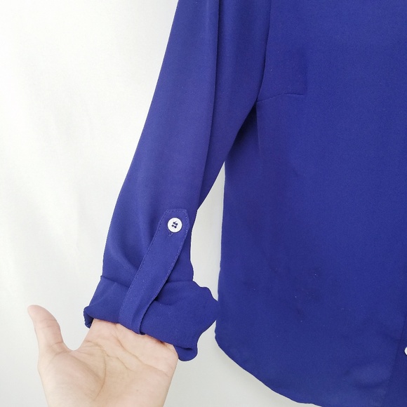 Forever 21 Blue Open Back Button-Down Blouse S - Picture 2 of 8